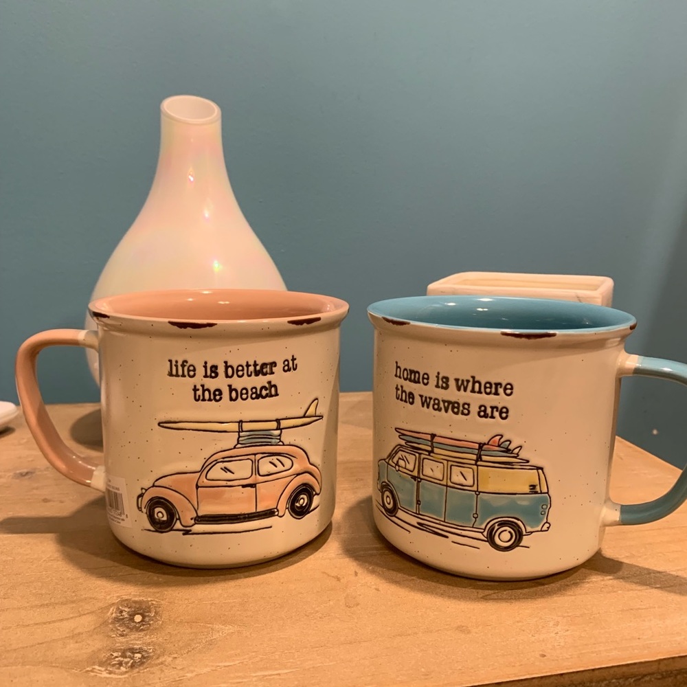 Beach themed camp mugs